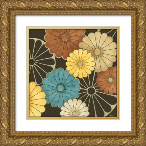 Floral Confetti II Gold Ornate Wood Framed Art Print with Double Matting by Vess, June Erica