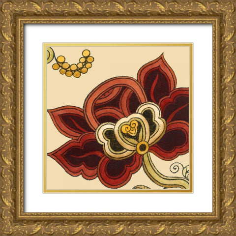 Paprika Floral II Gold Ornate Wood Framed Art Print with Double Matting by Vess, June Erica