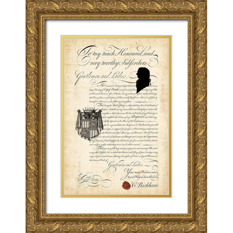 Bickhams Proposal Gold Ornate Wood Framed Art Print with Double Matting by Vision Studio
