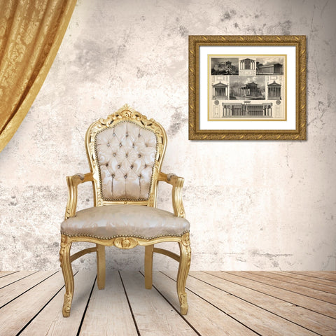 Antique City Plan I Gold Ornate Wood Framed Art Print with Double Matting by Vision Studio