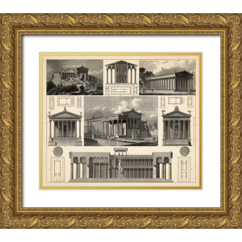 Antique City Plan I Gold Ornate Wood Framed Art Print with Double Matting by Vision Studio