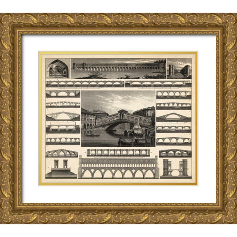 Antique City Plan II Gold Ornate Wood Framed Art Print with Double Matting by Vision Studio