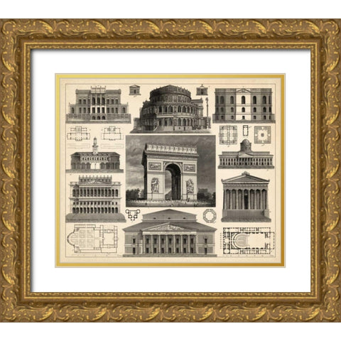 Antique City Plan IV Gold Ornate Wood Framed Art Print with Double Matting by Vision Studio