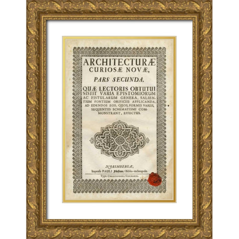 Embossed Bookplate Gold Ornate Wood Framed Art Print with Double Matting by Vision Studio
