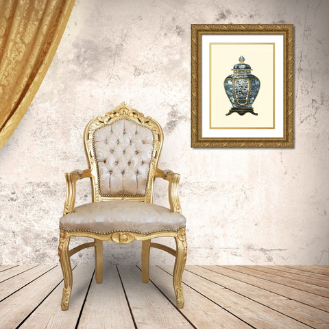Blue Porcelain Vase I Gold Ornate Wood Framed Art Print with Double Matting by Vision Studio