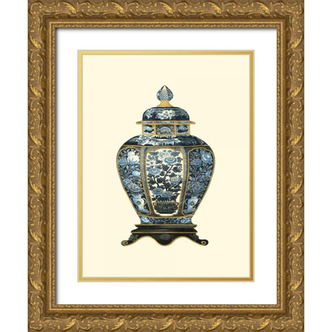 Blue Porcelain Vase I Gold Ornate Wood Framed Art Print with Double Matting by Vision Studio