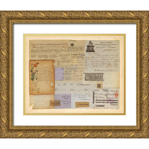 Antique Collage II Gold Ornate Wood Framed Art Print with Double Matting by Vision Studio