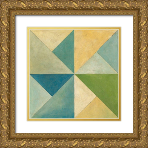 Quilted Abstract I Gold Ornate Wood Framed Art Print with Double Matting by Meagher, Megan