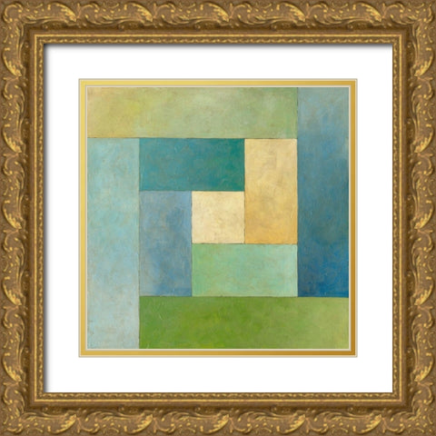 Quilted Abstract II Gold Ornate Wood Framed Art Print with Double Matting by Meagher, Megan