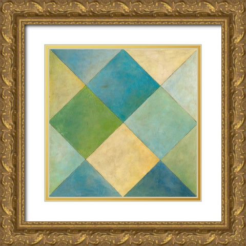 Quilted Abstract III Gold Ornate Wood Framed Art Print with Double Matting by Meagher, Megan