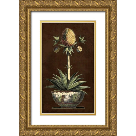 Potted Pineapple I Gold Ornate Wood Framed Art Print with Double Matting by Vision Studio