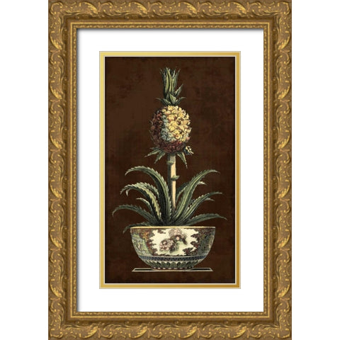Potted Pineapple II Gold Ornate Wood Framed Art Print with Double Matting by Vision Studio