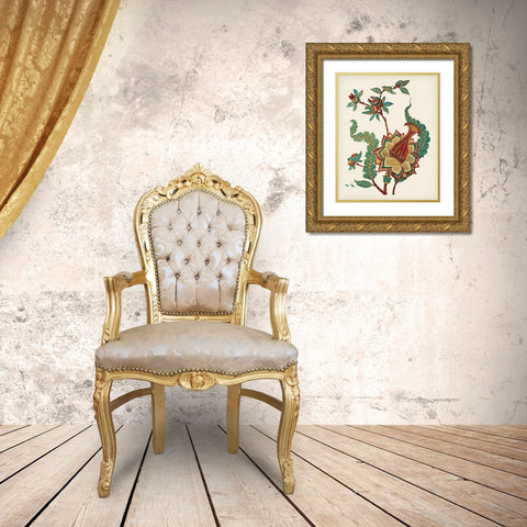 Jacobean Floral I Gold Ornate Wood Framed Art Print with Double Matting by Vision Studio