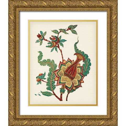 Jacobean Floral I Gold Ornate Wood Framed Art Print with Double Matting by Vision Studio