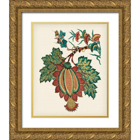 Jacobean Floral II Gold Ornate Wood Framed Art Print with Double Matting by Vision Studio