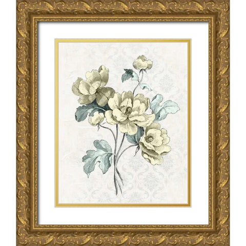 Victorian Blooms I Gold Ornate Wood Framed Art Print with Double Matting by Vision Studio