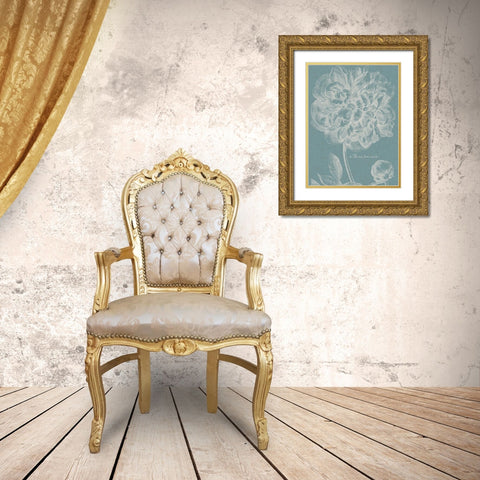 Graceful Peony I Gold Ornate Wood Framed Art Print with Double Matting by Vision Studio