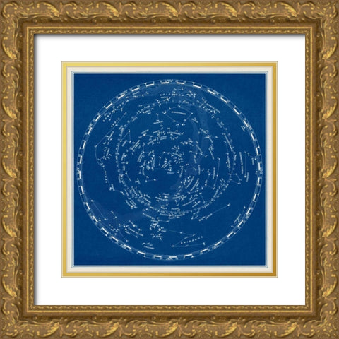 Stars and Constellations Chart Gold Ornate Wood Framed Art Print with Double Matting by Vision Studio