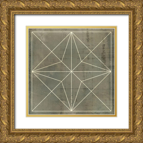 Geometric Blueprint I Gold Ornate Wood Framed Art Print with Double Matting by Vision Studio
