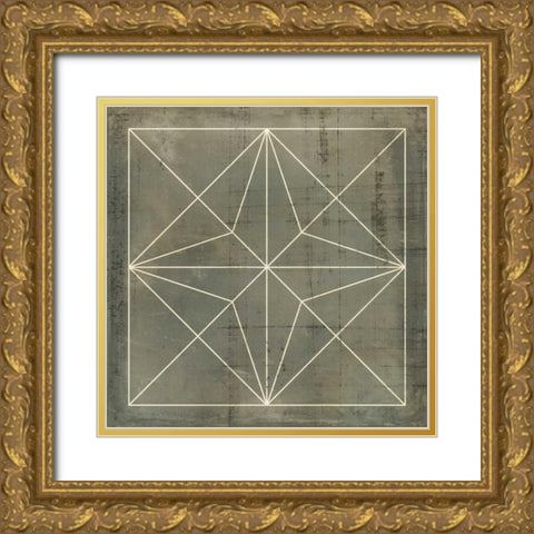 Geometric Blueprint I Gold Ornate Wood Framed Art Print with Double Matting by Vision Studio