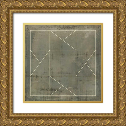 Geometric Blueprint II Gold Ornate Wood Framed Art Print with Double Matting by Vision Studio