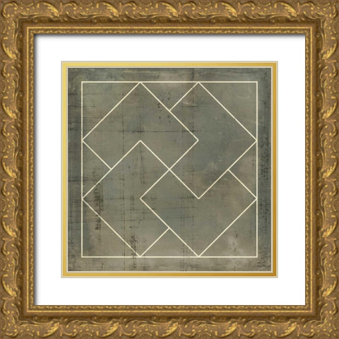 Geometric Blueprint III Gold Ornate Wood Framed Art Print with Double Matting by Vision Studio
