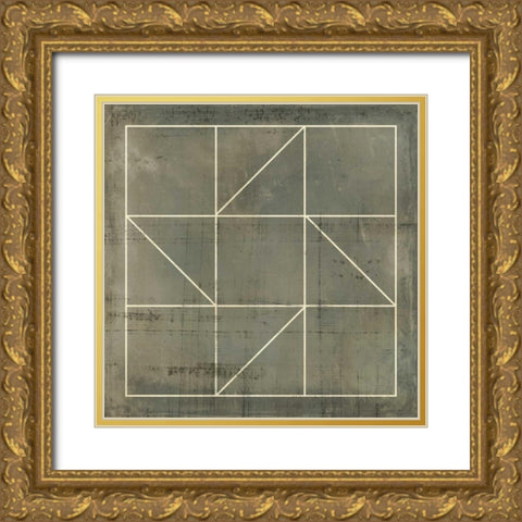 Geometric Blueprint IV Gold Ornate Wood Framed Art Print with Double Matting by Vision Studio