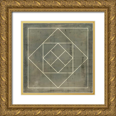 Geometric Blueprint V Gold Ornate Wood Framed Art Print with Double Matting by Vision Studio