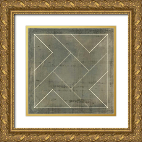 Geometric Blueprint VI Gold Ornate Wood Framed Art Print with Double Matting by Vision Studio