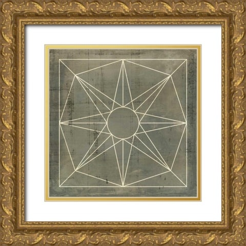 Geometric Blueprint VII Gold Ornate Wood Framed Art Print with Double Matting by Vision Studio