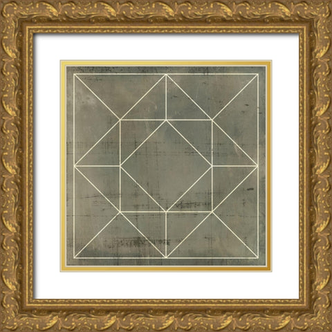 Geometric Blueprint VIII Gold Ornate Wood Framed Art Print with Double Matting by Vision Studio