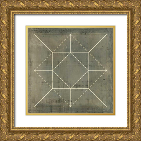 Geometric Blueprint VIII Gold Ornate Wood Framed Art Print with Double Matting by Vision Studio