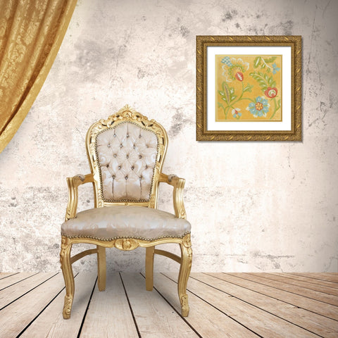 Provincial Chintz IV Gold Ornate Wood Framed Art Print with Double Matting by Zarris, Chariklia