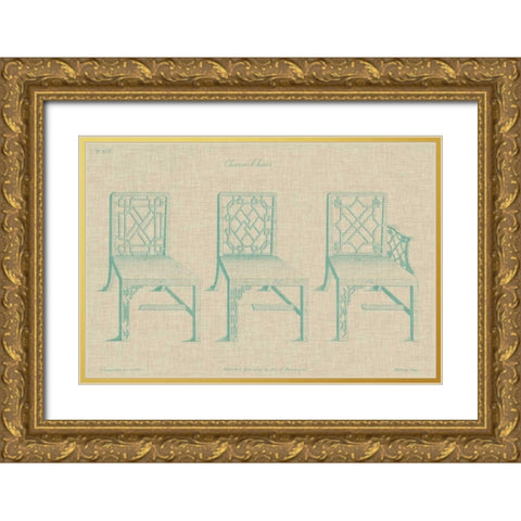 Chinese Chippendale Chairs I Gold Ornate Wood Framed Art Print with Double Matting by Vision Studio