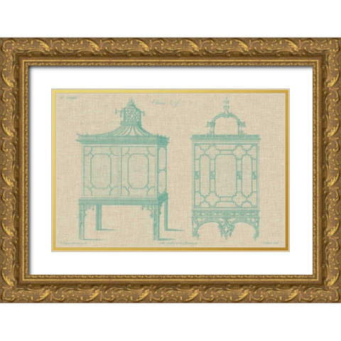 Chinese Chippendale Cabinet I Gold Ornate Wood Framed Art Print with Double Matting by Vision Studio