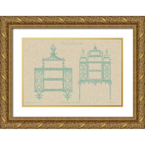 Chinese Chippendale Cabinet II Gold Ornate Wood Framed Art Print with Double Matting by Vision Studio