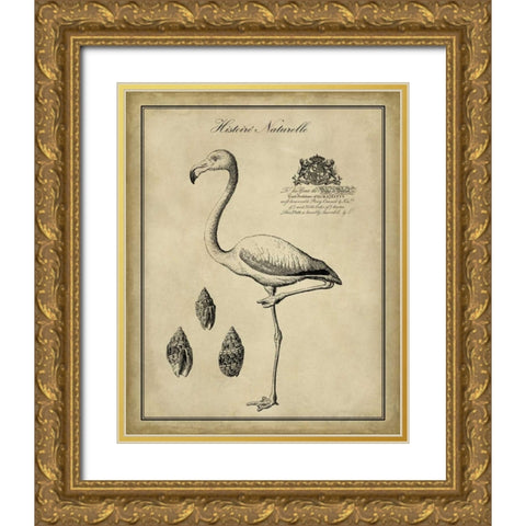 Antiquarian Flamingo Gold Ornate Wood Framed Art Print with Double Matting by Vision Studio