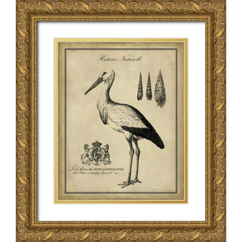 Antiquarian Stork Gold Ornate Wood Framed Art Print with Double Matting by Vision Studio