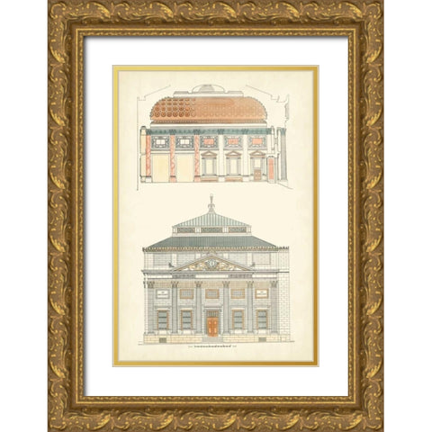 Architects Plan I Gold Ornate Wood Framed Art Print with Double Matting by Vision Studio