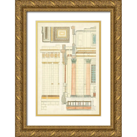 Architects Plan V Gold Ornate Wood Framed Art Print with Double Matting by Vision Studio