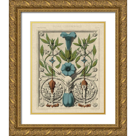 Decorative Flourish I Gold Ornate Wood Framed Art Print with Double Matting by Vision Studio