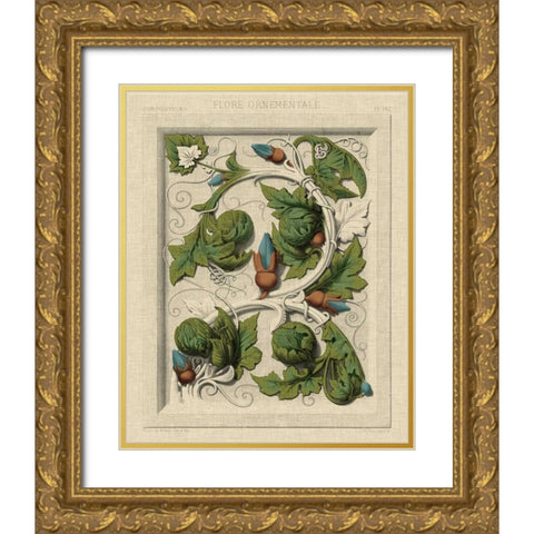 Decorative Flourish II Gold Ornate Wood Framed Art Print with Double Matting by Vision Studio