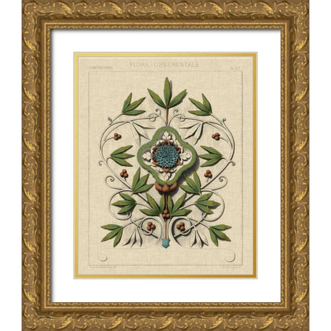 Decorative Flourish IV Gold Ornate Wood Framed Art Print with Double Matting by Vision Studio