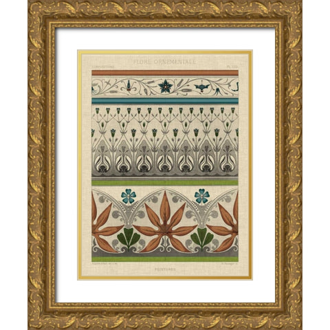 Panel Ornamentale I Gold Ornate Wood Framed Art Print with Double Matting by Vision Studio