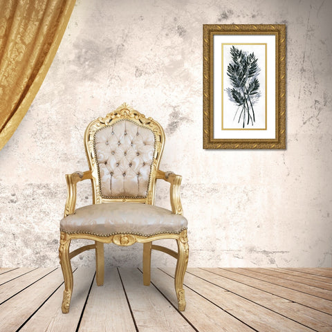 Palm Leaf Fresco I Gold Ornate Wood Framed Art Print with Double Matting by Vision Studio