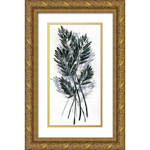 Palm Leaf Fresco I Gold Ornate Wood Framed Art Print with Double Matting by Vision Studio