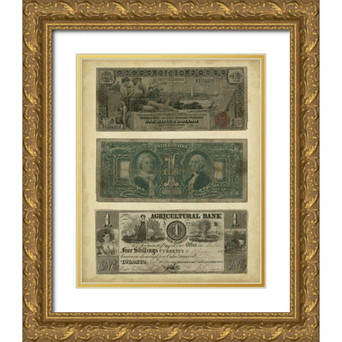 Antique Currency V Gold Ornate Wood Framed Art Print with Double Matting by Vision Studio