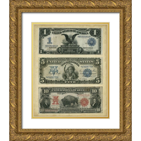 Antique Currency VI Gold Ornate Wood Framed Art Print with Double Matting by Vision Studio