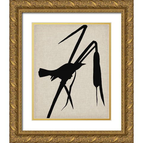 Audubon Silhouette II Gold Ornate Wood Framed Art Print with Double Matting by Vision Studio