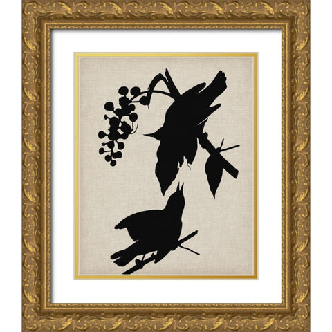 Audubon Silhouette III Gold Ornate Wood Framed Art Print with Double Matting by Vision Studio